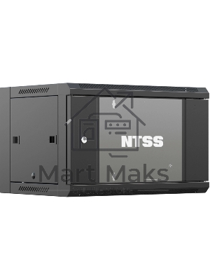Шкаф коммутационный NTSS (NTSS-W9U6060GS-BL) настенный 9U 570x600мм пер.дв.стекл 60кг черный 22кг