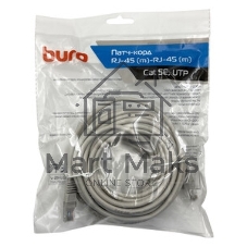 Патч-корд Buro UTP cat.5e 10м серый RJ-45 (m)-RJ-45 (m)