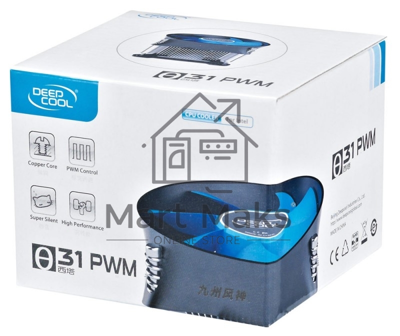 Кулер для процессора DEEPCOOL THETA 31 PWM черный/синий, 92 мм, алюминий/медь, 2400 об/мин, 32.5 дБ, 4 pin, 95 Вт, 60 мм
