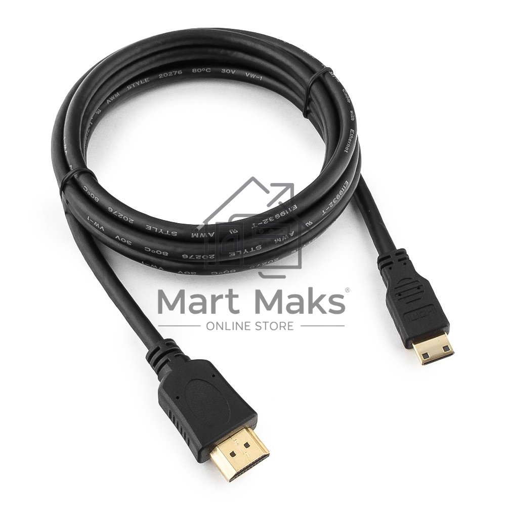 Кабель Cablexpert HDMI-mini HDMI CC-HDMI4C-6, 19M/19M, v2.0, медь, позол.разъемы, экран, 1.8м, черный, пакет
