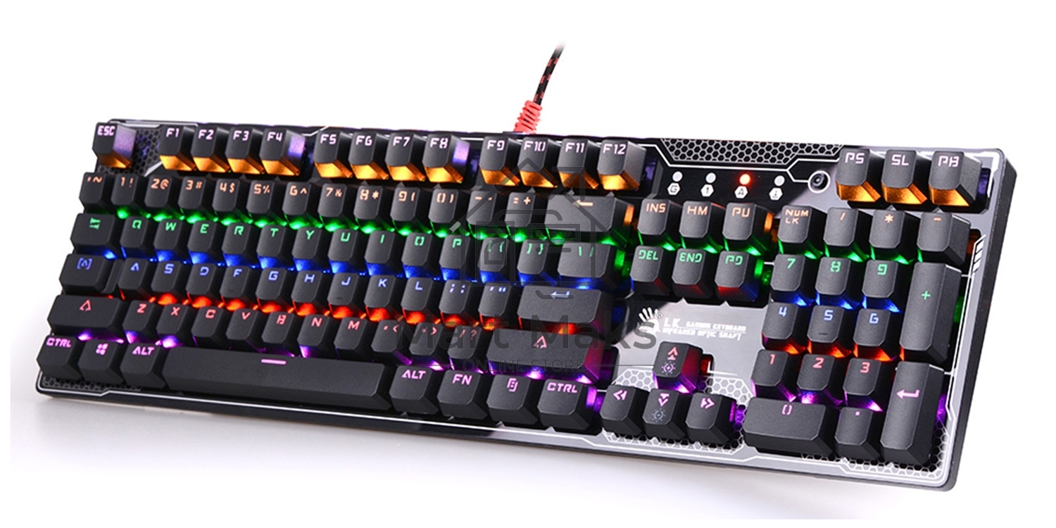 Клавиатура A4Tech Bloody B810R серый/черный USB Gamer LED