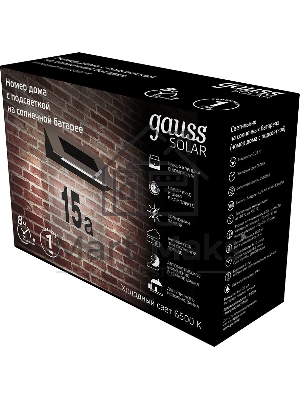 Номер дома на солнечной батарее Gauss LED Solar, 6500K
