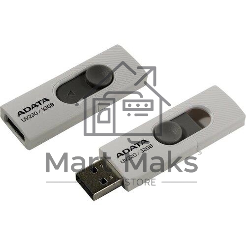 Флешка USB R/W ADATA R/W 32GB ADATA UV220, USB 2.0, белый/серый