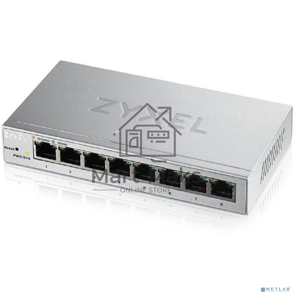Коммутатор ZyXEL GS1200-8 Smart 8-port GbE Web Managed Switch, 60W, VLAN, IGMP, QoS, Link Aggregation