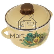 Кастрюля Appetite 1MC161P Avocado с крышкой, сферическая эмалированная 2 л