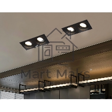 Встраиваемый поворотный точечный светильник Ambrella light TN102760/2 BK черный IP20 GU5.3/2 200*100*32