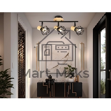 Светильник Ambrella light TR8753/3 BK/WD черный/дерево IP20 E27/3 435*115*200