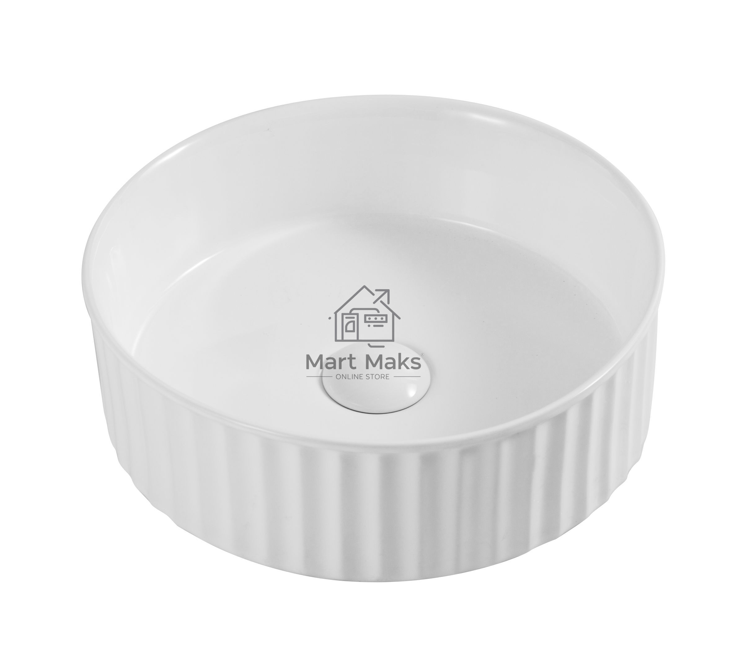 Раковина чаша накладная круглая BAU Dream stripes D36.5, белая