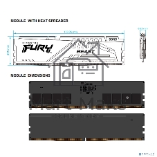 Оперативная память Kingston Fury Beast, DDR5, 32GB (1x32GB), 5600 MHz, CL40, с радиатором, чёрный
