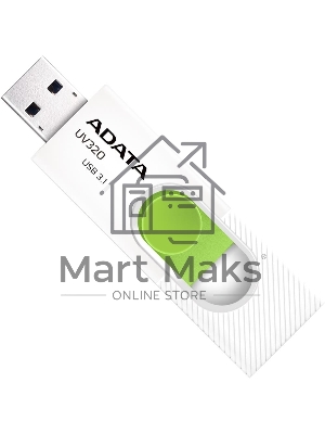 Флешка USB ADATA UV320 (AUV320-256G-RWHGN), 256Gb, USB 3.2 Gen1, R/W 100/30, белый/зеленый