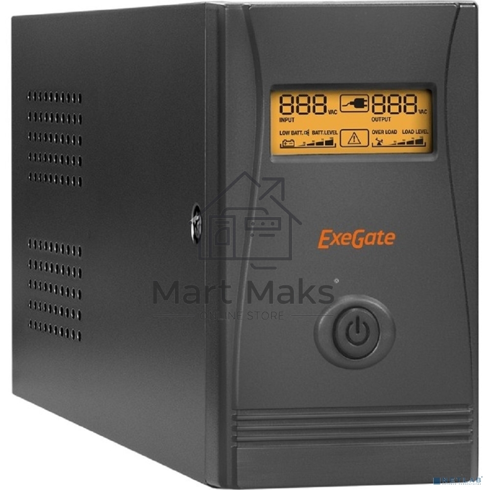Источник бесперебойного питания ExeGate EP285478RUS Power Smart ULB-850.LCD.AVR.EURO.RJ.USB<850VA/480W, LCD, AVR, 2 евророзетки, RJ45/11, USB, Black>