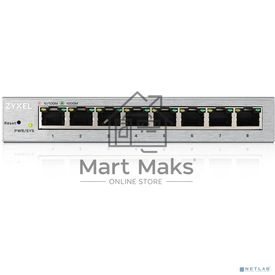 Коммутатор ZyXEL GS1200-8 Smart 8-port GbE Web Managed Switch, 60W, VLAN, IGMP, QoS, Link Aggregation