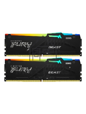 Оперативная память Kingston Fury Beast, DDR5, 32Gb (2x16Gb), 6000MHz, CL36, DIMM, с радиаторами, RGB, черный