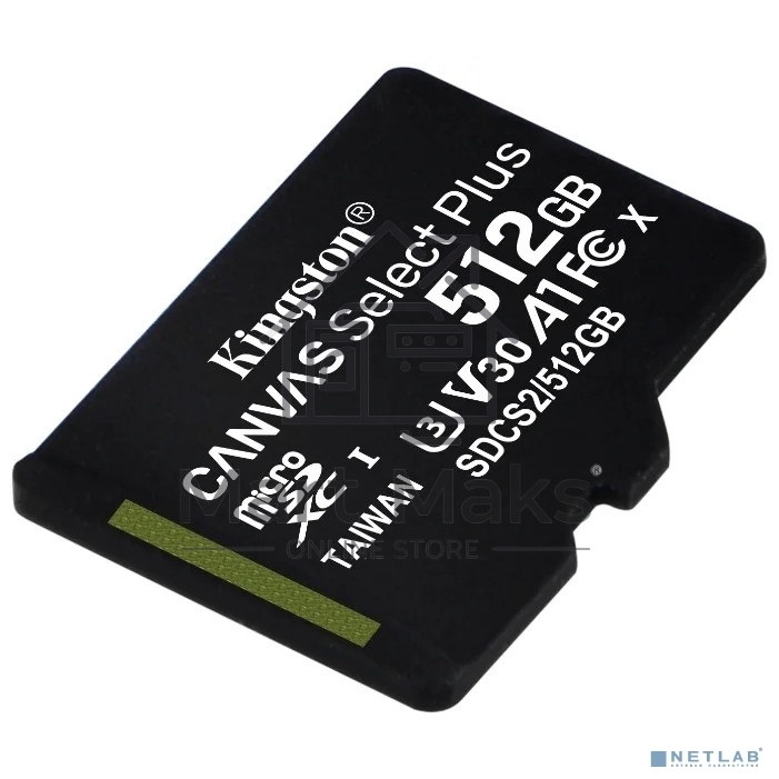 Флеш карта microSDHC 512GB microSDXC Class10 Kingston <SDCS2/512GBSP> UHS-I Canvas Select up to 100MB/s без адапт