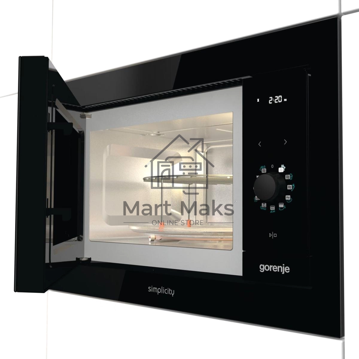 Микроволновая печь встраиваемая GORENJE BM235G1SYB черный 23 л, 900 Вт, переключатели - поворотный механизм/сенсор