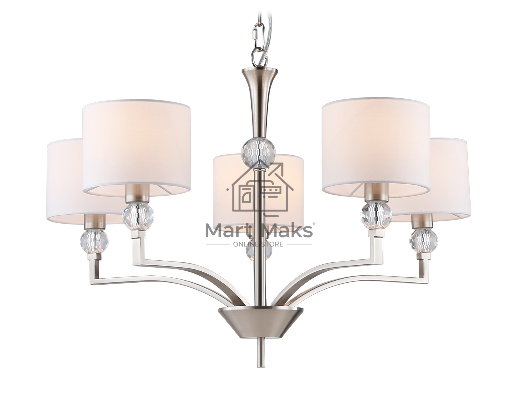 Люстра Ambrella light LH71121/5 SN/WH никель/белый E14/5 max 40W D660*880