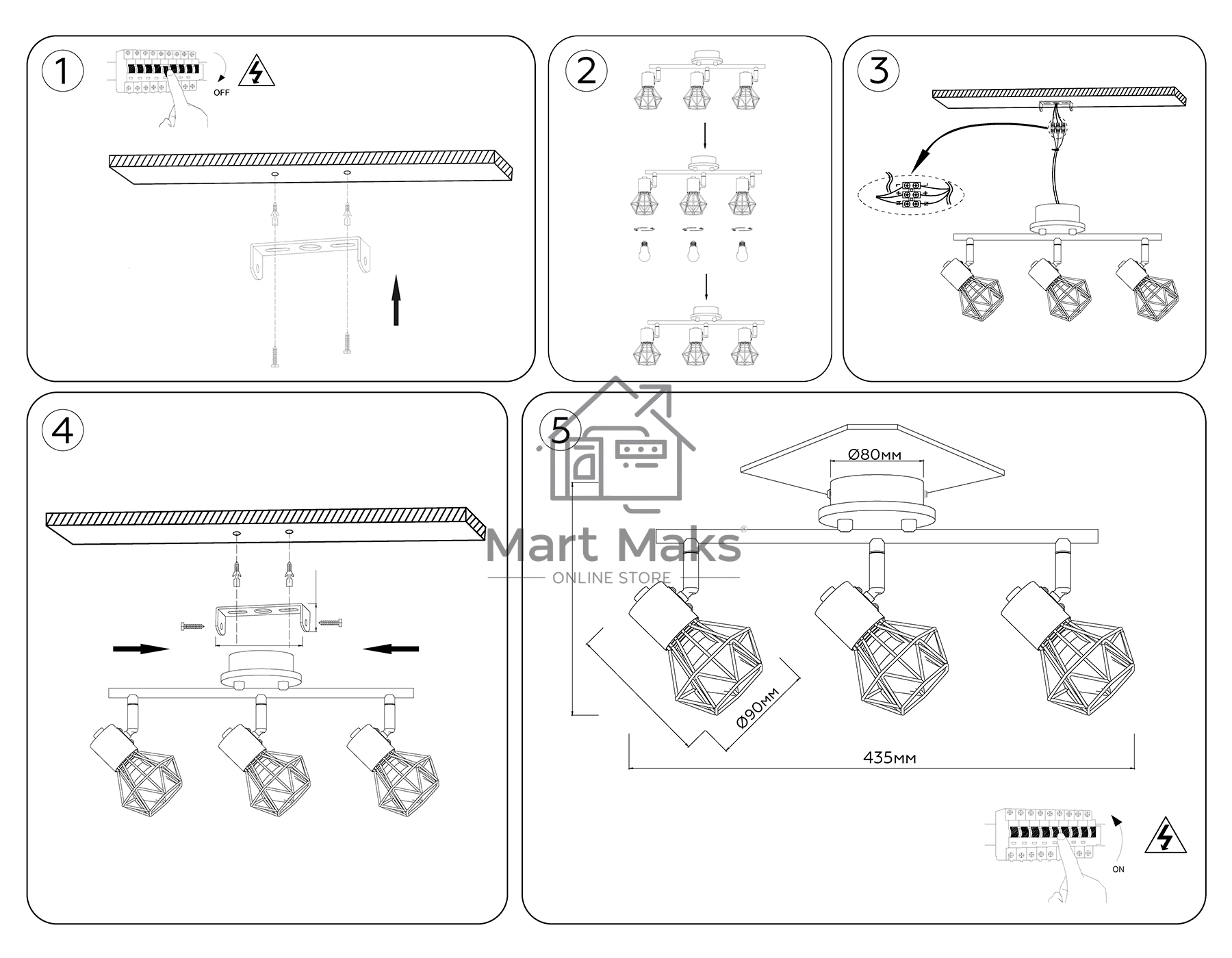 Светильник Ambrella light TR8753/3 BK/WD черный/дерево IP20 E27/3 435*115*200