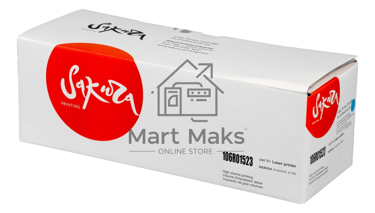 Картридж лазерный Sakura 106R01523 для Xerox Phaser 6700, голубой, 12 000 к.