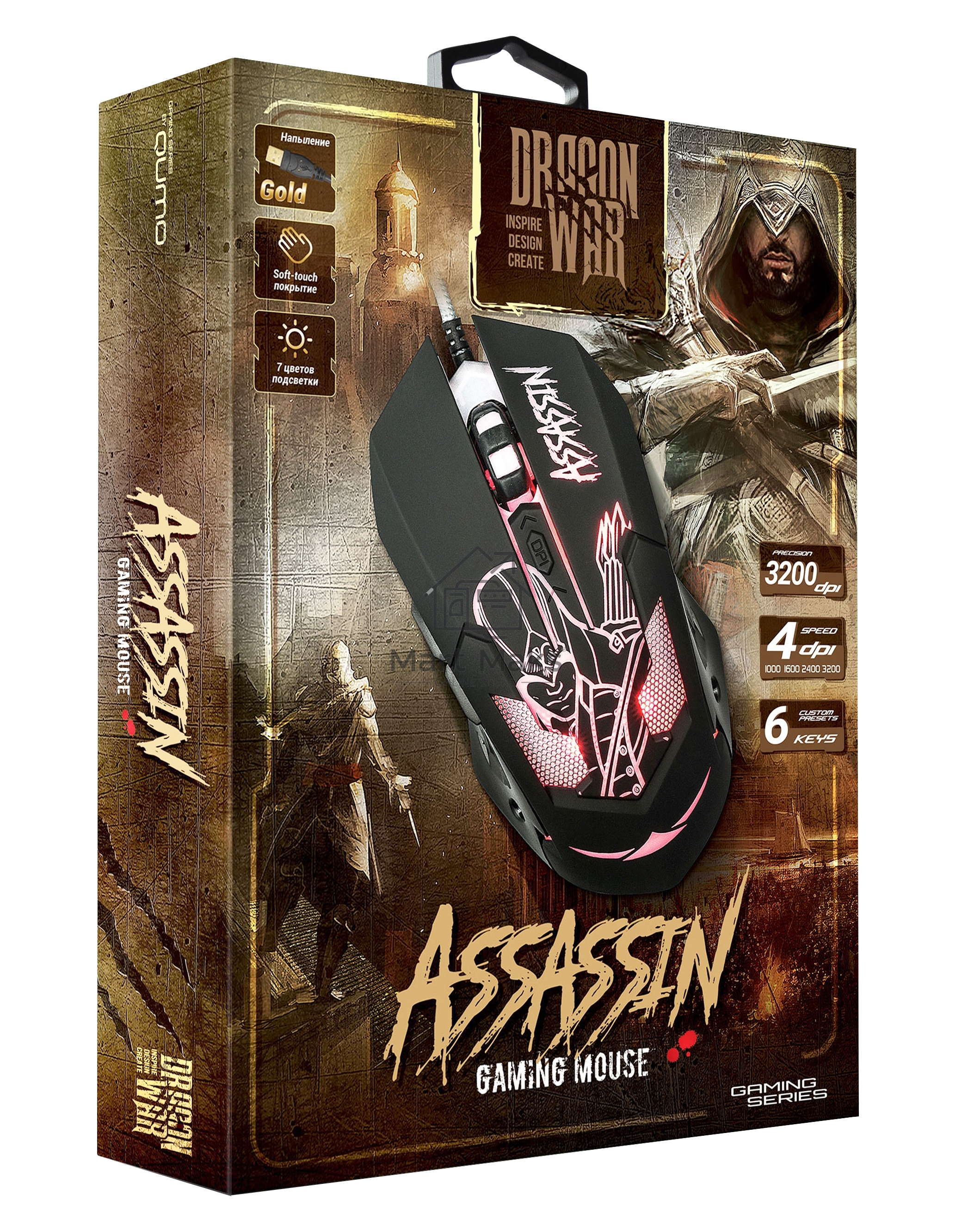 Мышь проводная Qumo Dragon War Assassin M33 черный, 3200 dpi, USB, кнопки - 6