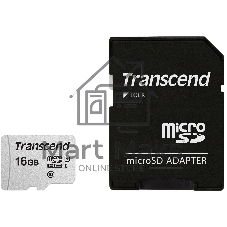 Флеш карта Micro SecureDigital 16Gb TranscendTS16GUSD300S-A MicroSDHC Class 10 UHS-I, SD adapter