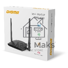 Роутер беспроводной Digma DWR-N301 N300 10/100BASE-TX черный (упак.:1шт)