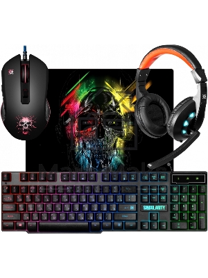 Комплект клавиатура+мышь Defender Singularity MKP-118 проводной, USB, 3200 DPI, чёрный