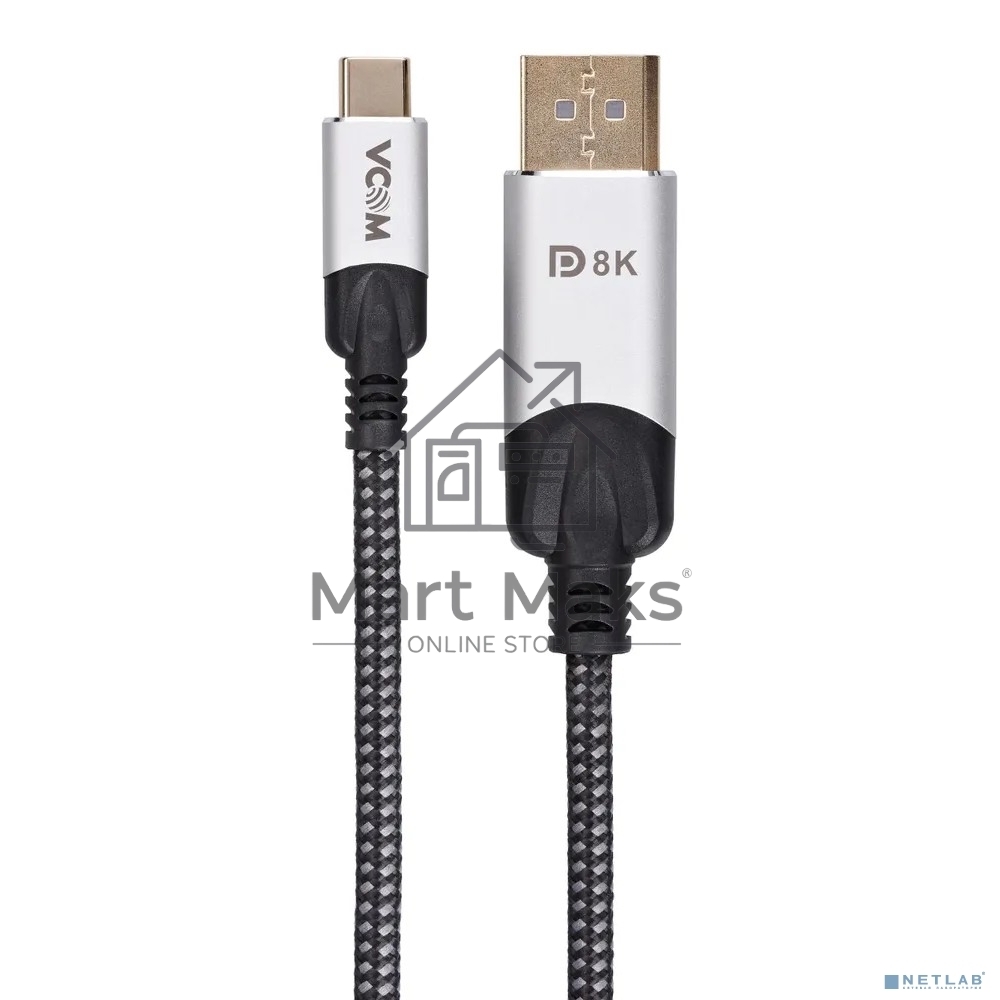 Кабель-адаптер VCOM USB 3.1 Type-Cm --> DP(m) 8K@60Hz, 1,5 м, Alumi Shell,