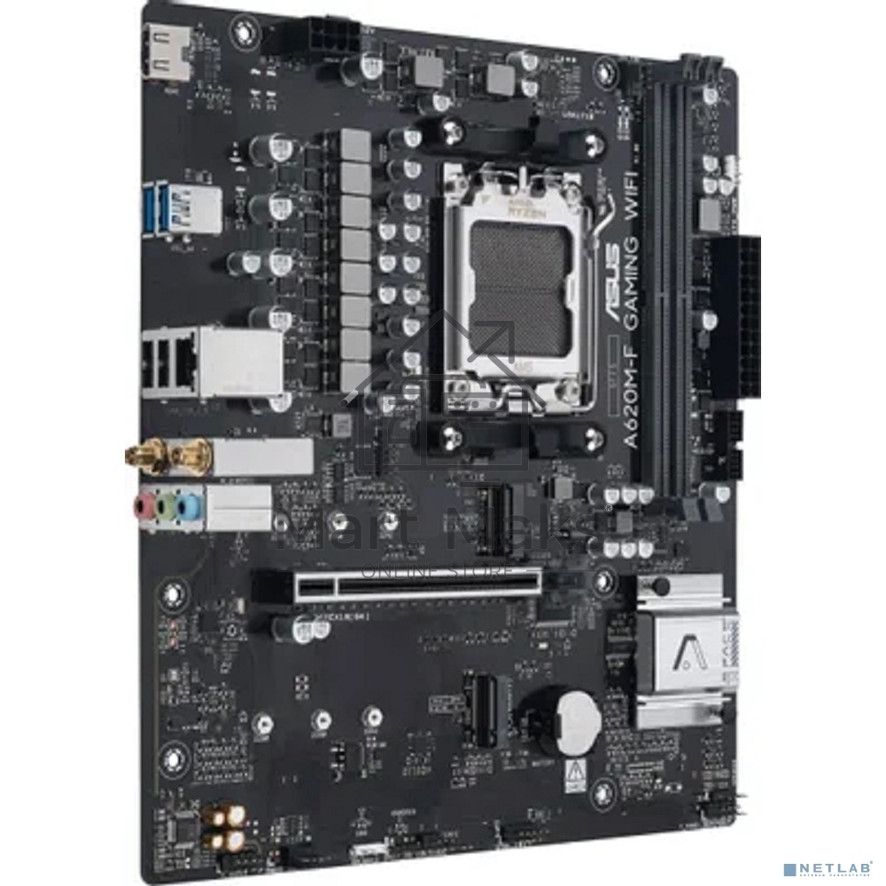 Материнская плата ASUS A620M-F GAMING WIFI, AM5, AMD A620, 2xDDR5, 2xM.2, 1xPCIe 4.0 x16, 1xHDMI, 1x2.5Gb LAN, Wi-Fi 6E, Bluetooth 5.3, 2xUSB-A 5Gbps, 2xUSB-A 2.0, 3x3.5 мм, 7.1, mATX