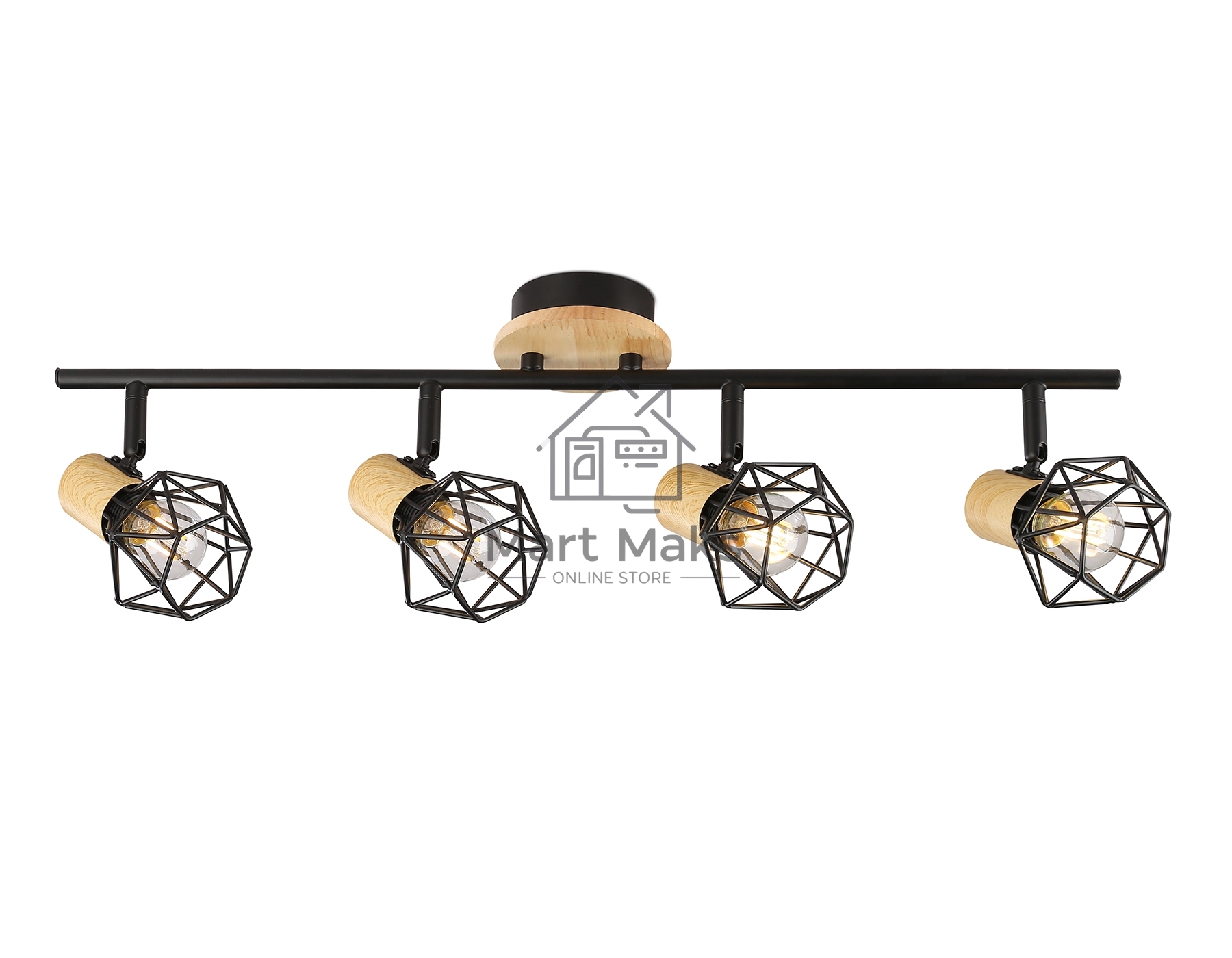 Светильник Ambrella light TR8754/4 BK/WD черный/дерево IP20 E27/4 615*115*200