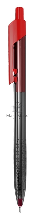 Ручка шариковая автоматическая Deli Arrow EQ01340 прозрачный/красный, d=0.7мм, красные чернила