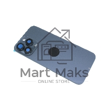 Задняя крышка (стекло) для iPhone 15 Pro Max (A3106) в сборе со стеклом камеры синяя Задняя крышка (стекло) для iPhone 15 Pro Max (A3106) в сборе со стеклом камеры синяя