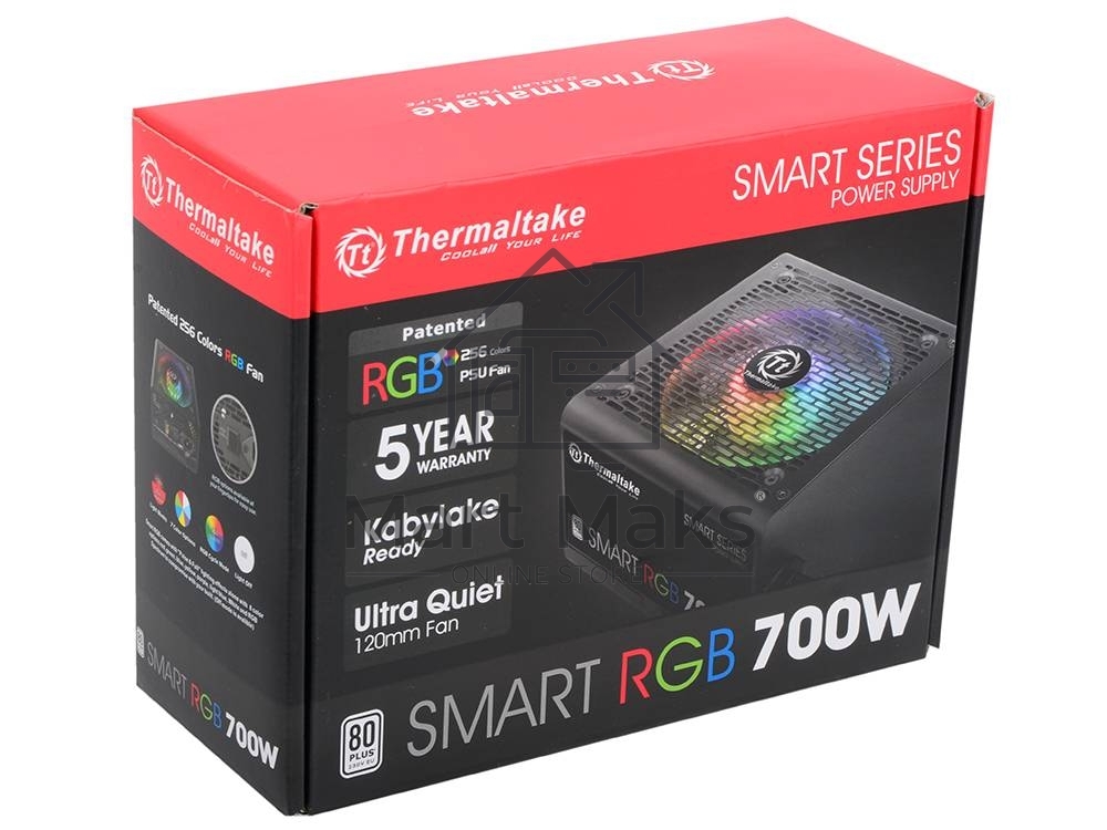 Блок питания Thermaltake Smart RGB (PS-SPR-0700NHSAWE-1), 700Вт, 80 PLUS, 120мм, черный