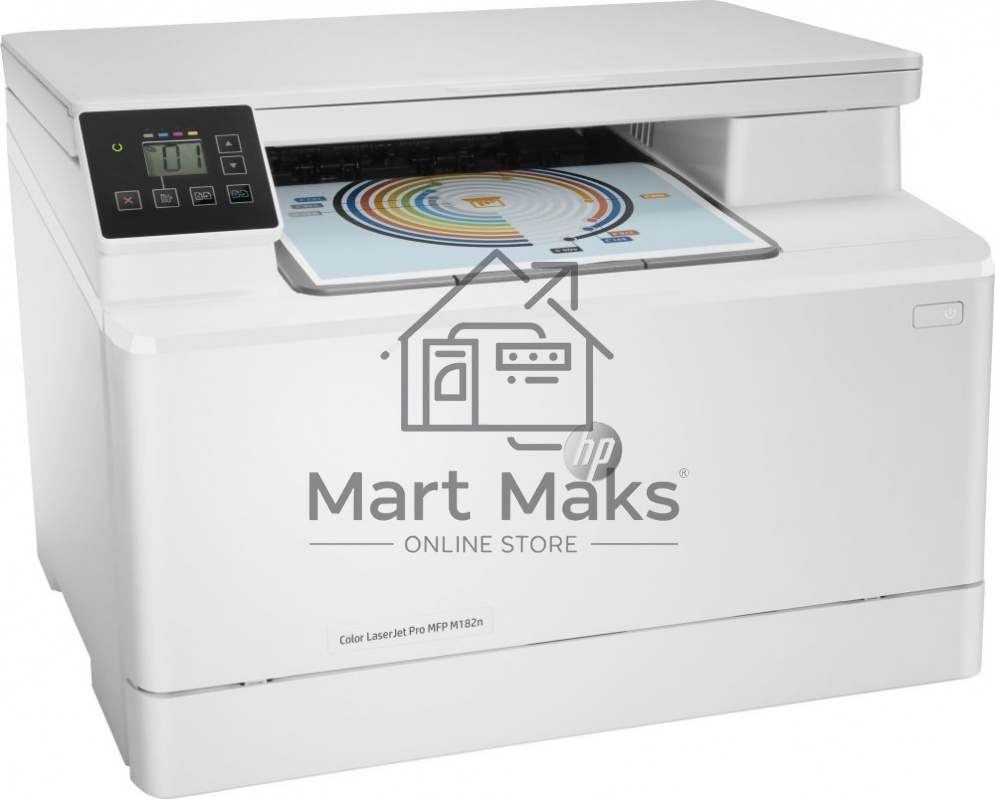 МФУ лазерный HP Color LaserJet Pro MFP M182n (7KW54A), A4, цветной, печ. до 16 стр/мин., 600 x 600 dpi (печать) 1200x1200dpi (скан.), USB, RJ-45, Air Print, Mopria