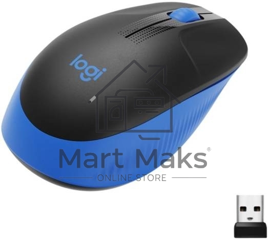 Мышь беспроводная Logitech M190 черный/синий, 1000 dpi, радиоканал, USB, кнопки - 3