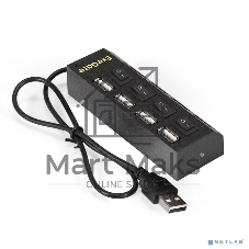 USB-концентратор ExeGate EX293977RUS DUB-42SW (кабель-адаптер USB2.0 --> 4xUSB2.0, кнопки включения/отключения для каждого порта, Plug&Play, черный)