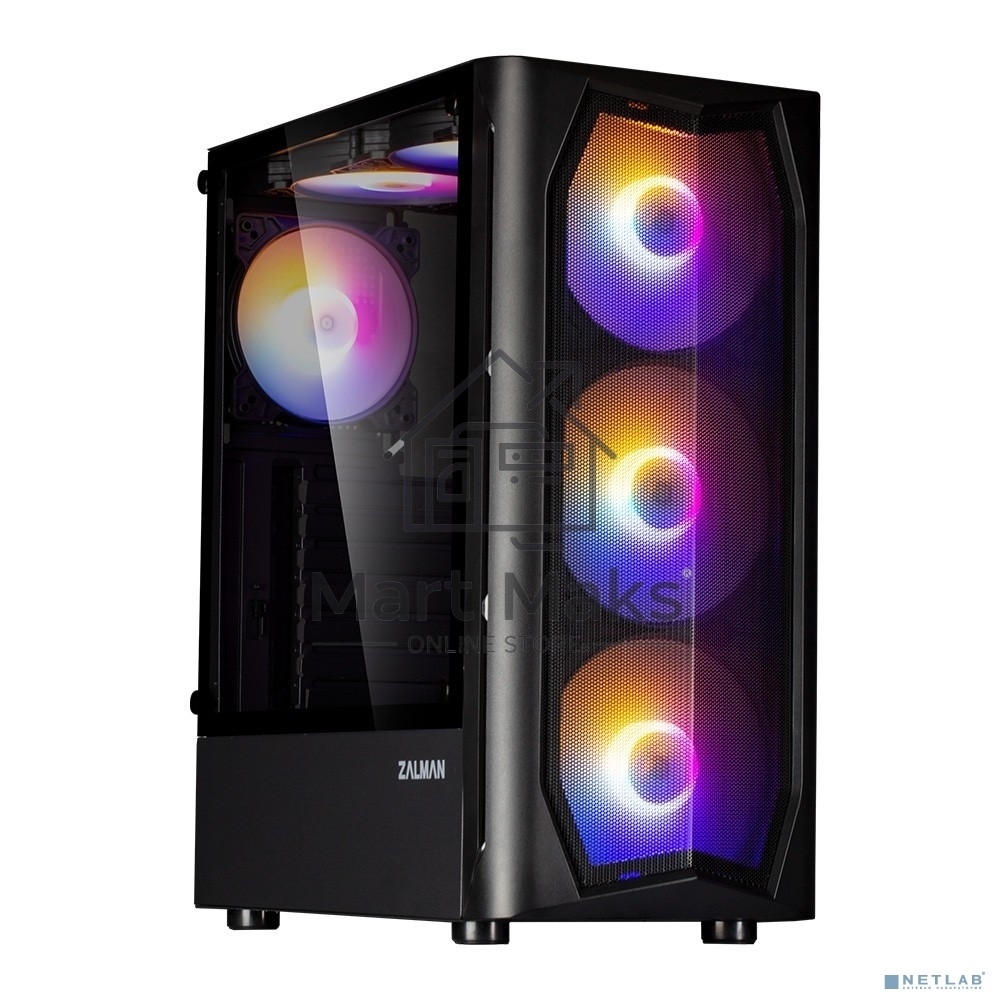 Компьютерный корпус MidiTower Zalman N4 black (ATX,Window, 6xRGB fan, USB2.0 x2, USB3.0x1, без БП) (N4 rev.1)