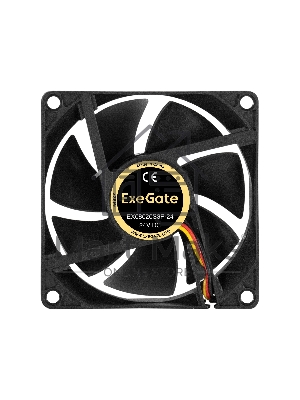 Вентилятор для корпуса ExeGate EX08020S3P-24 черный, 80 мм, 3900 об/мин, 41.2 дБ, 3 pin
