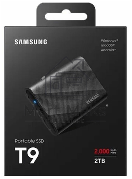 Накопитель SSD 2Tb Samsung T9 MU-PG2T0B/WW, V-NAND, USB 3.2 Gen 2 Type-C [R/W - 2000/2000 Mb/s] черный