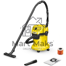 Строительный пылесос Karcher WD 3 V-17/4/20 1000Вт (уборка: сухая/влажная) желтый