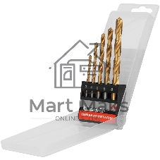 Набор Matrix нитридтитановых сверл по металлу, 3-4-5-6-8 мм, HSS, 5 шт., пласт. кор. цил. хвост.