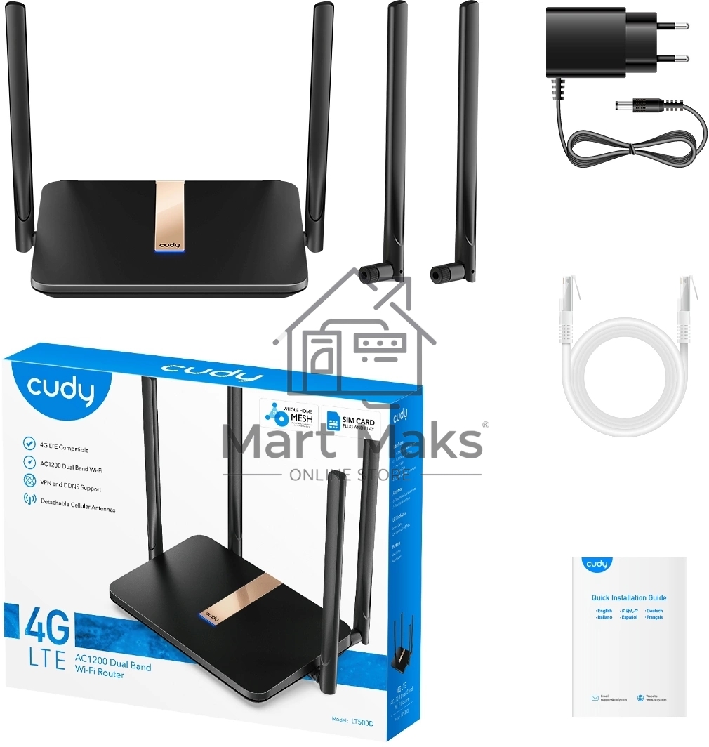 Маршрутизатор Cudy LT500D AC1200 Wi-Fi cat. 4 черный