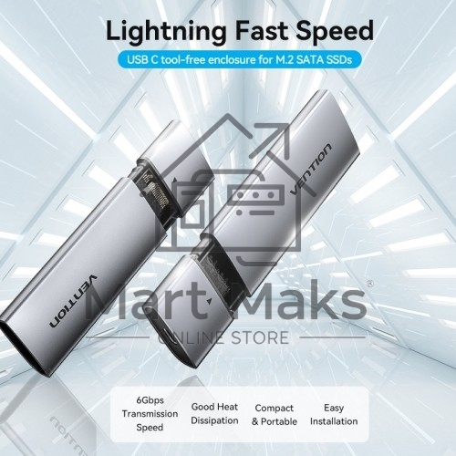 Корпус для SSD Vention USB 3.1 Gen 2-C M.2 NGFF (B-Key/B&M Key) Серый