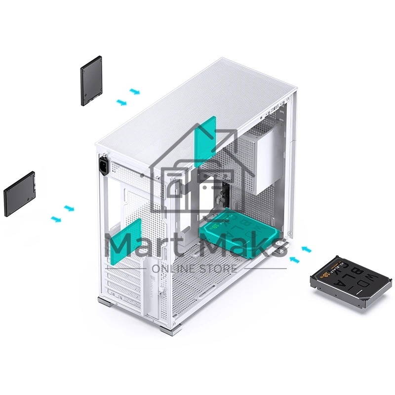 Корпус без блока питания Case JONSBO D41 MESH, Midi-Tower, TG, no fan, 1xUSB-A 3.2 + 1xUSB-C 3.2, ATX, mATX White