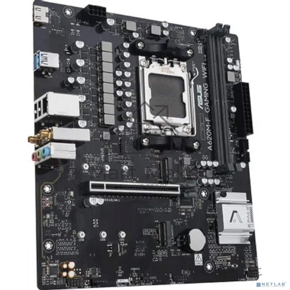 Материнская плата ASUS A620M-F GAMING WIFI, AM5, AMD A620, 2xDDR5, 2xM.2, 1xPCIe 4.0 x16, 1xHDMI, 1x2.5Gb LAN, Wi-Fi 6E, Bluetooth 5.3, 2xUSB-A 5Gbps, 2xUSB-A 2.0, 3x3.5 мм, 7.1, mATX