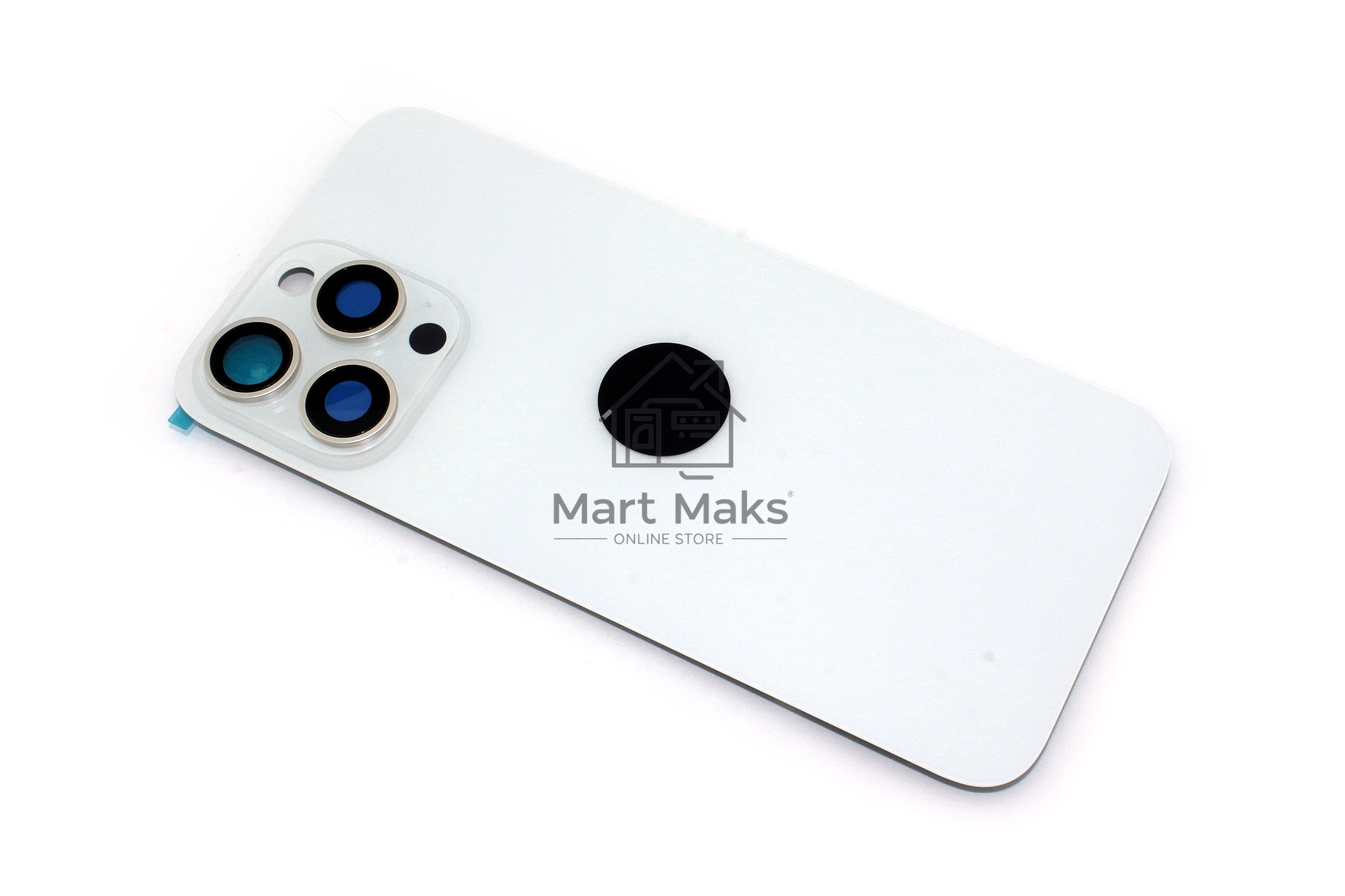 Задняя крышка (стекло) для iPhone 15 Pro Max (A3106) в сборе со стеклом камеры белая