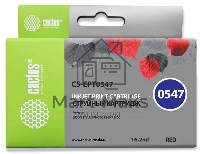 Картридж струйный Cactus CS-EPT0547 красный (16,2 мл) для Epson Stylus Photo R800/ R1800
