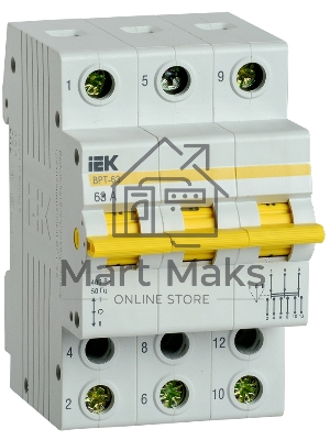 Выключатель-разъединитель трехпозиционный 3п ВРТ-63 63А IEK MPR10-3-063