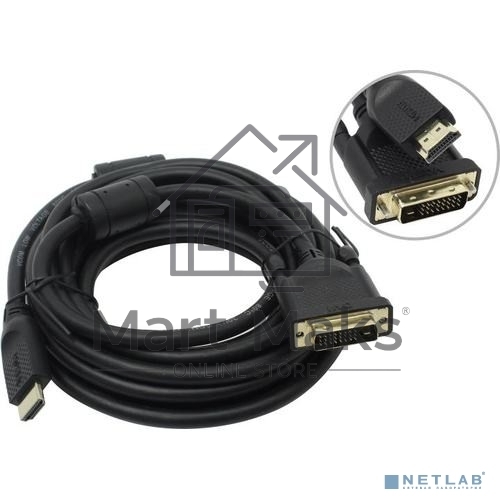 Кабель HDMI AM/DVI(24+1)M, 5м, CU, 1080P@60Hz, 2F, VCOM <CG484GD-5M>