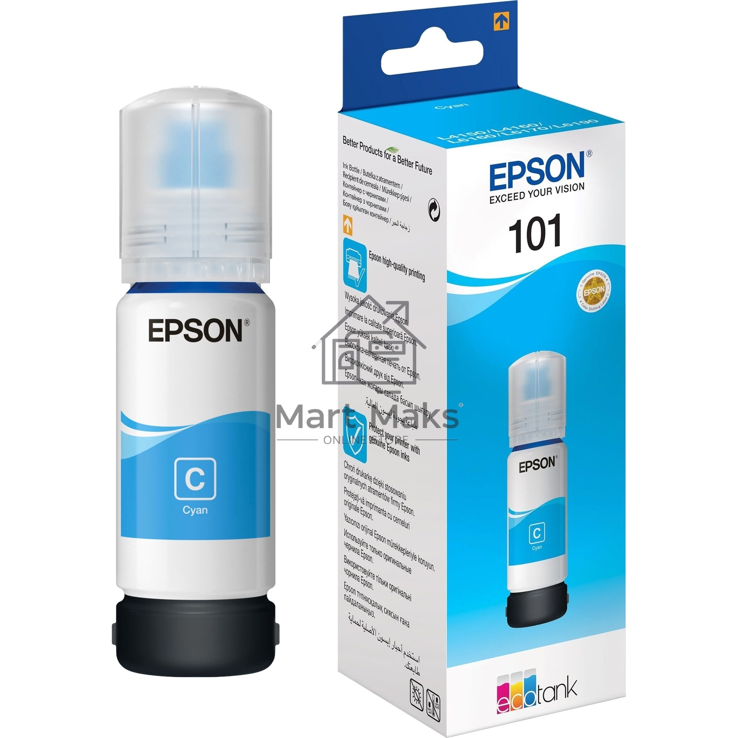 Картридж струйный Epson L101 C13T03V24A синий (70мл) для Epson L4150/L4160/L6160/L6170/L6190