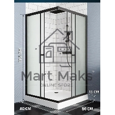 Душевой уголок BAU Stil Hit Black с поддоном 80x80х195, рифленое закаленное стекло, черный профиль